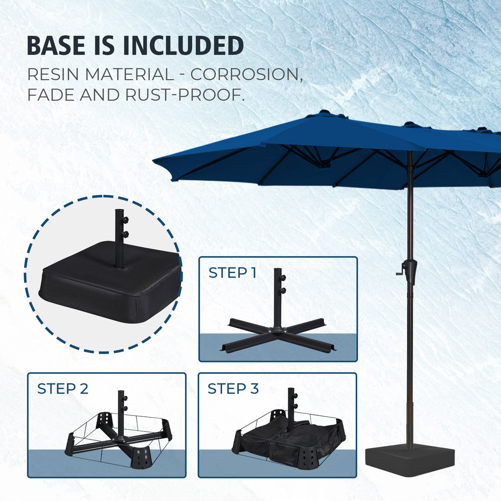 Amadwell 13FT Large Patio Umbrella with Base Included, Double Sided Outdoor Umbrellas, Navy Blue