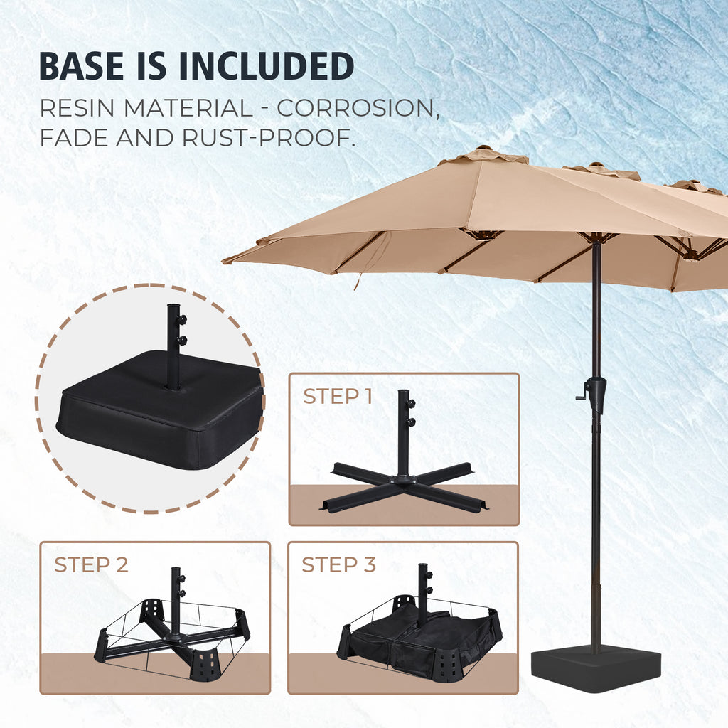Amadwell 13FT Large Patio Umbrella with Base Included, Double Sided Outdoor Umbrellas, Beige