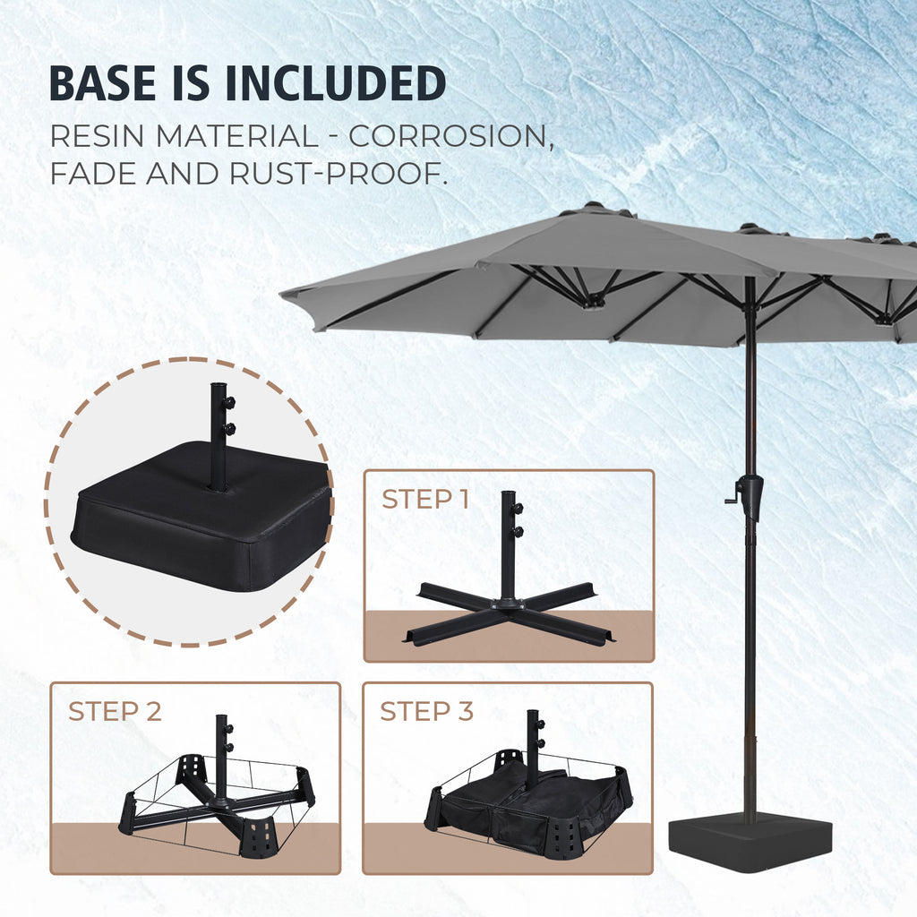 Amadwell 13FT Large Patio Umbrella with Base Included, Double Sided Outdoor Umbrellas, Gray