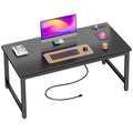 Amadwell 54 Inch Desk with Power Outlets, USB-C, 0.95 Inch Thicker Sturdy Computer Desk, Office Desk with Robust Metal Tubes, Work Gaming Desk for Home Office, Black