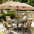 Amadwell 13FT Large Patio Umbrella with Base Included, Double Sided Outdoor Umbrellas, Beige