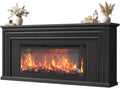 Amadwell 70'' Fireplace TV Stand for 65 75'' TV, Farmhouse TV Stand with 42'' Electric Fireplace, Entertainment Center TV Console for Living Room, 3 Storage Drawers & Fluted Design, Black