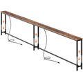Amadwell 110.2 Inch Behind Couch Table with 2 Power Outlets, Skinny Console Table with USB-C Ports, 23.9"-34.4" Adjustable Height, Narrow Long Sofa Table for Living Room, Rustic Brown