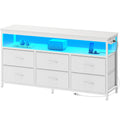 Amadwell 47 Inch LED TV Stand Dresser for 55 Inch TVs, 6 Drawer Entertainment Center with Power Outlets, Media Console with Storage, White