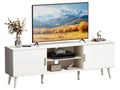 Amadwell Mid Century TV Stand for 60" TVs, Adjustable Shelf, 54 inch Media Console for Living Room, White