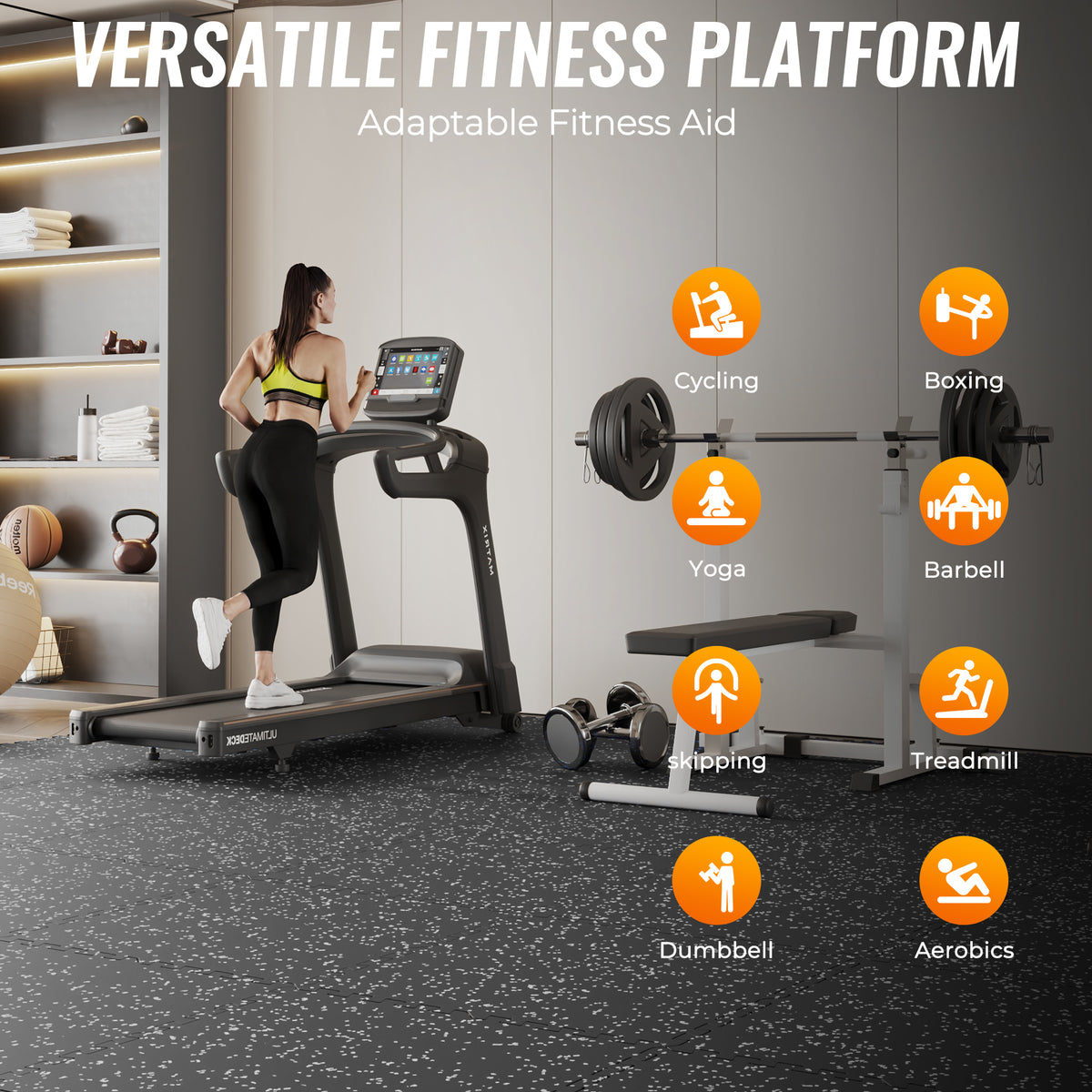 Amadwell 12Pcs Interlocking Workout Mats, 0.56" Thick Rubber Top EVA Foam Gym Flooring, 48 Sq Ft High Density Protective Tiles for Home Gym & Exercise, Gray