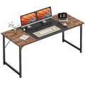 63" Computer Desk, Modern Office, Study & Gaming Desk with Storage, Large Legroom, Sturdy Metal Frame, Rustic Brown and Black