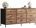 9 Drawer Bedroom Dresser with Storage, 47 Inch TV Stand for 50, 55 Inch TV, Fabric Chest for Closet, Red
