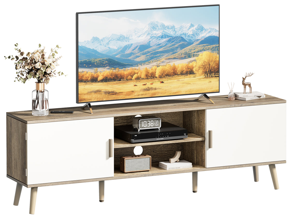 Amadwell Mid Century TV Stand for 60" TVs, Adjustable Shelf, 54 inch Media Console for Living Room, Gray
