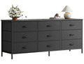 9 Drawer Bedroom Dresser with Storage, 55 Inch TV Stand for 55, 60 Inch TV, Fabric Chest for Closet, Black