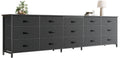 Amadwell 78.8 Inch Dresser with 15 Fabric Drawers, Large TV Stand for 65, 75, 85 Inch TV, Long Dresser for Bedroom, Entertainment Center for Living Room, Chest of Drawers & Storage,Black