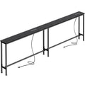 Amadwell 79" Narrow Sofa Console Table with Power Outlets, 5.9" Slim Side Table for Living Room, Entryway & Bedroom, Black