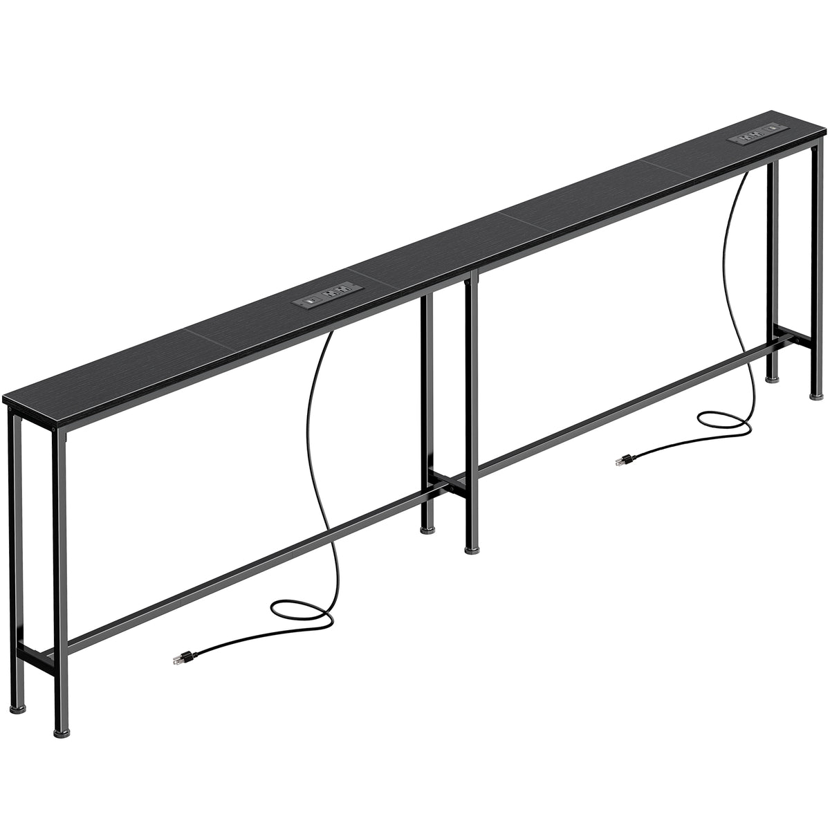 Amadwell 79" Narrow Sofa Console Table with Power Outlets, 5.9" Slim Side Table for Living Room, Entryway & Bedroom, Black