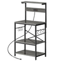 Amadwell 4-Tier Kitchen Storage Shelf Organizer Bakers Rack with Power Outlets, Coffee Bar & Microwave Stand, Gray