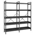 Amadwell 5-Tier Bookshelf with 10 Open Shelves, 47" Freestanding Bookcase, Sturdy Metal Frame, for Living Room, Black