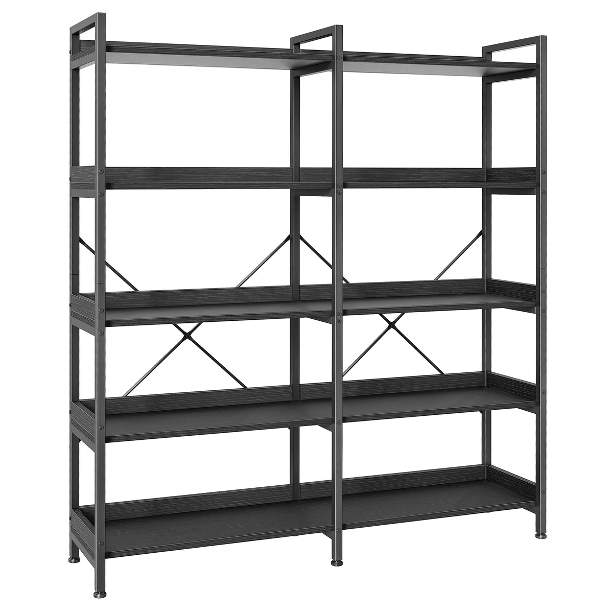 Amadwell 5-Tier Bookshelf with 10 Open Shelves, 47" Freestanding Bookcase, Sturdy Metal Frame, for Living Room, Black