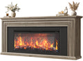 Amadwell 70'' Fireplace TV Stand for 65 75'' TV, Farmhouse TV Stand with 42'' Electric Fireplace, Entertainment Center TV Console for Living Room, 3 Storage Drawers & Fluted Design, Natural