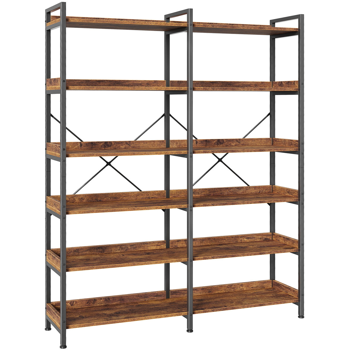 Amadwell 5-Tier Bookshelf ,47" Freestanding Display Bookcase with 10 Open Shelves , Sturdy Metal Frame Wooden Board, Adjustable Feet, for Living Room, Bedroom, Home Office, Brown