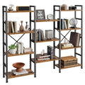 Amadwell 4 Tier Industrial Bookcase, Large Shelf Bookshelf, 11 Units Storage for Living Room, Brown