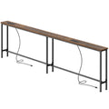 Amadwell 86.6" Console Table, 5.9 Inch Narrow Sofa Table, with Power Ports, Behind Couch Table for Living Room Entryway Hallway Bedroom, Small Spaces, Rustic Brown