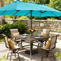 Amadwell 13FT Large Patio Umbrella with Base Included, Double Sided Outdoor Umbrellas, Light Blue