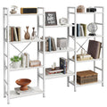 Amadwell 4 Tier Industrial Bookcase, Large Shelf Bookshelf, 11 Units Storage for Living Room, White