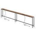 Amadwell 110.2" Console Table, 5.9 Inch Narrow Sofa Table, with Power Ports, Behind Couch Table for Living Room Entryway Hallway Bedroom, Small Spaces,Rustic Brown