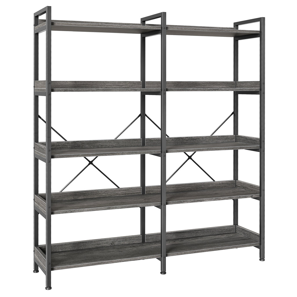 Amadwell 5-Tier Bookshelf with 10 Open Shelves, 47" Freestanding Bookcase, Sturdy Metal Frame, for Living Room, Gray