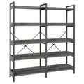 Amadwell 5-Tier Bookshelf with 10 Open Shelves, 47" Freestanding Bookcase, Sturdy Metal Frame, for Living Room, Gray