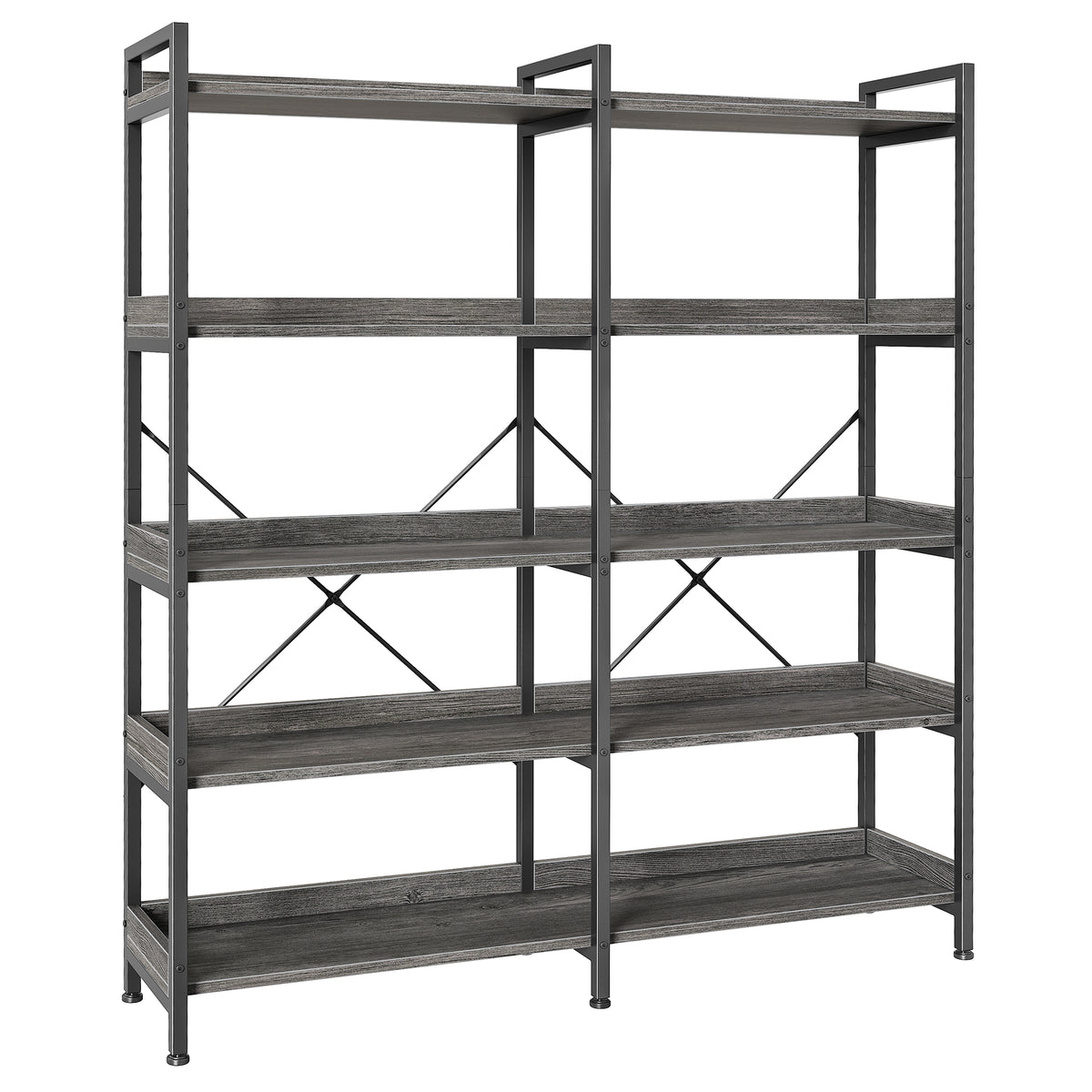 Amadwell 5-Tier Bookshelf with 10 Open Shelves, 47" Freestanding Bookcase, Sturdy Metal Frame, for Living Room, Gray