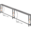 Amadwell 110.2 Inch Behind Couch Table with 2 Power Outlets, Skinny Console Table with USB-C Ports, 23.9"-34.4" Adjustable Height, Narrow Long Sofa Table for Living Room, Grey