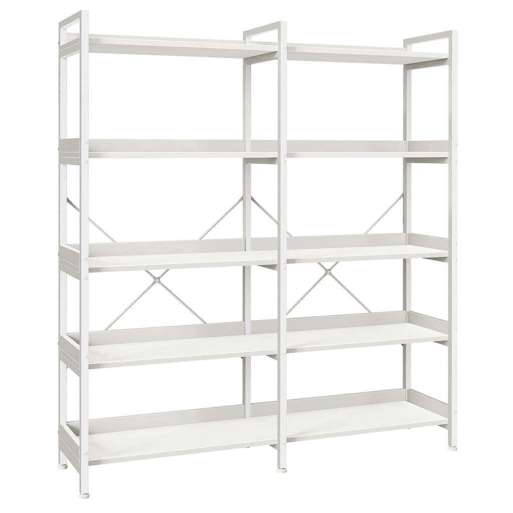 Amadwell 5-Tier Bookshelf with 10 Open Shelves, 47" Freestanding Bookcase, Sturdy Metal Frame, for Living Room, White