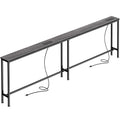 Amadwell 79" Narrow Sofa Console Table with Power Outlets, 5.9" Slim Side Table for Living Room, Entryway & Bedroom, Gray