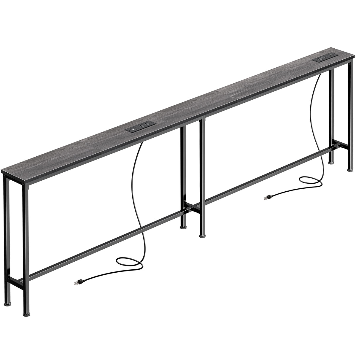 Amadwell 79" Narrow Sofa Console Table with Power Outlets, 5.9" Slim Side Table for Living Room, Entryway & Bedroom, Gray