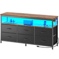 Amadwell 47 Inch LED TV Stand Dresser for 55 Inch TVs, 6 Drawer Entertainment Center with Power Outlets, Media Console with Storage, Brown