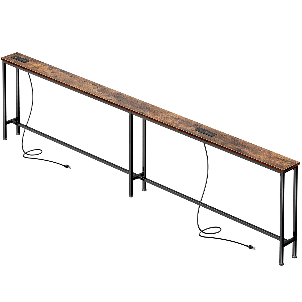 Amadwell 102" Extra Long Console Table with Outlets & USB-C, Slim 5.9" Behind the Couch table, Slim Sofa Table