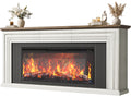 Amadwell 70'' Fireplace TV Stand for 65 75'' TV, Farmhouse TV Stand with 42'' Electric Fireplace, Entertainment Center TV Console for Living Room, 3 Storage Drawers & Fluted Design, Distressed White