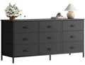 9 Drawer Bedroom Dresser with Storage, 47 Inch TV Stand for 50, 55 Inch TV, Fabric Chest for Closet, Black