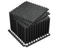 Amadwell 0.4" Thick 96 Sq Ft Gym Flooring for Home Gym，24 Tiles Upgraded Rubber Top with High Density EVA Foam, Interlocking Exercise Equipment Mats, Heavy Weight Workout Mat, Black/Grey
