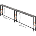 Amadwell 102.4 Inch Behind Couch Table with 2 Power Outlets, Skinny Console Table with USB-C Ports, 23.9"-34.4" Adjustable Height, Narrow Long Sofa Table for Living Room,Grey