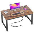 Amadwell 47 Inch Desk with Power Outlets, USB-C, 0.95 Inch Thicker Sturdy Computer Desk, Office Desk with Robust Metal Tubes, Work Gaming Desk for Home Office, Rustic Brown