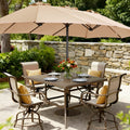 Amadwell 13FT Large Patio Umbrella, Double Sided Outdoor Rectangular Umbrellas with Fade Resistant Canopy, Beige