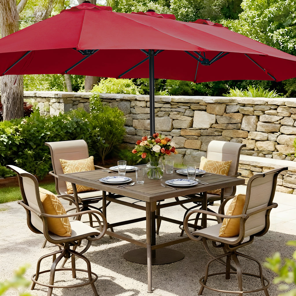 Amadwell 13FT Large Patio Umbrella, Double Sided Outdoor Rectangular Umbrellas with Fade Resistant Canopy, Red