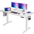 Amadwell 55" Electric Height Adjustable Standing Desk, 27.6" Deep Work Table with Cable Management, Home Office Desk, White