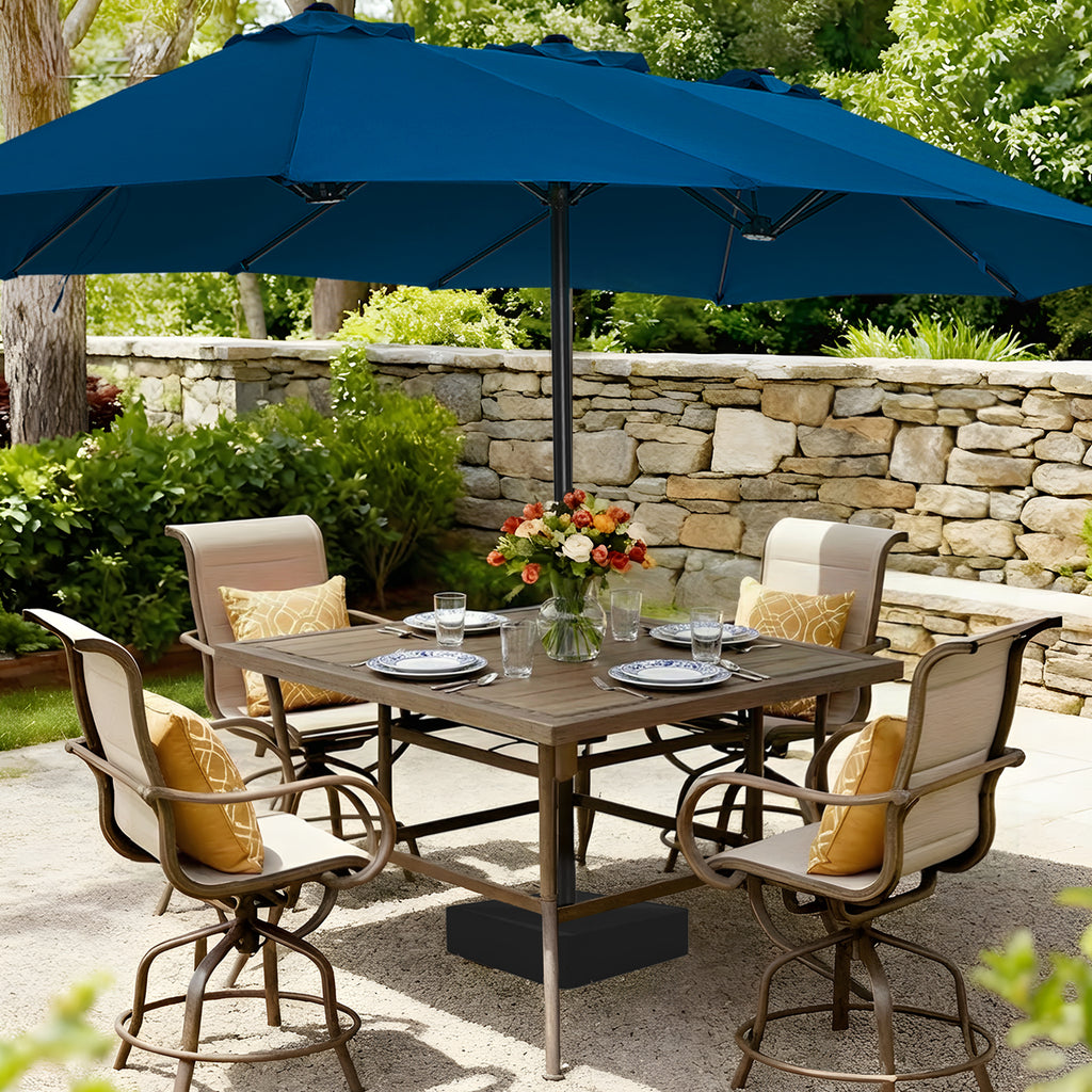 Amadwell 13FT Large Patio Umbrella with Base Included, Double Sided Outdoor Umbrellas, Navy Blue