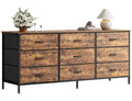 9 Drawer Bedroom Dresser with Storage, 55 Inch TV Stand for 55, 60 Inch TV, Fabric Chest for Closet, Brown
