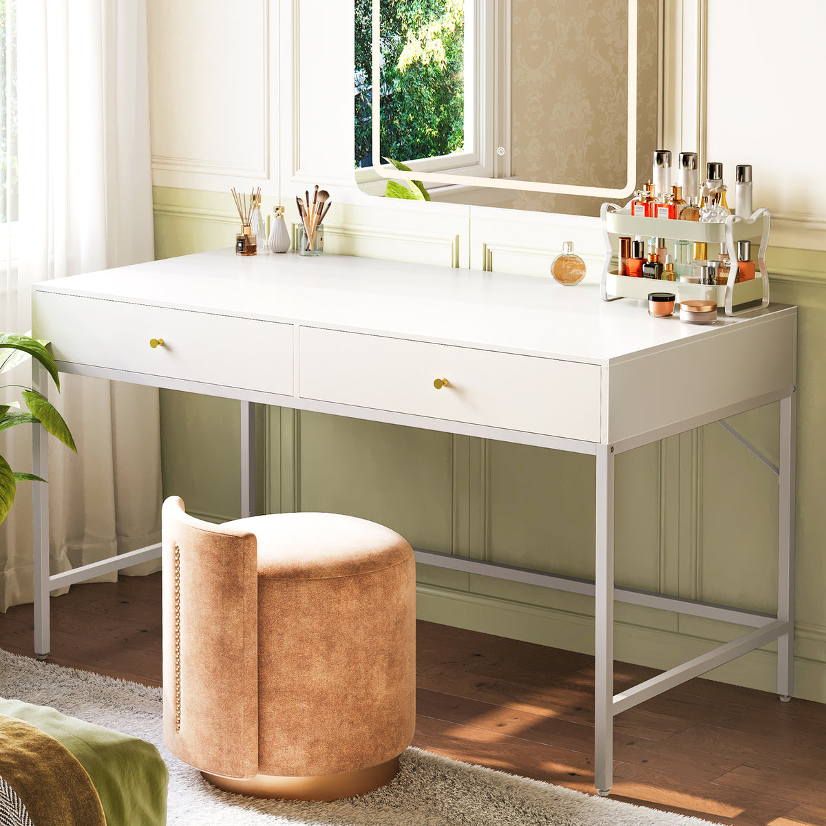 Amadwell Vanity Desk with Drawers, 47 inch Computer Desk, Vanity Dressing Table with Storage, for Bedroom