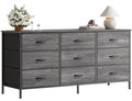 9 Drawer Bedroom Dresser with Storage, 47 Inch TV Stand for 50, 55 Inch TV, Fabric Chest for Closet, Gray
