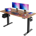 Amadwell 55" Electric Height Adjustable Standing Desk, 27.6" Deep Work Table with Cable Management, Home Office Desk, Brown