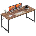 63" Computer Desk, Modern Office, Study & Gaming Desk with Storage, Large Legroom, Sturdy Metal Frame, Rustic Brown